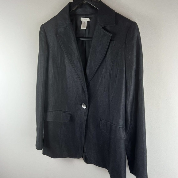 Vtg Cache Blazer S Oversized Linen Blend One Button Jacket - Picture 5 of 8